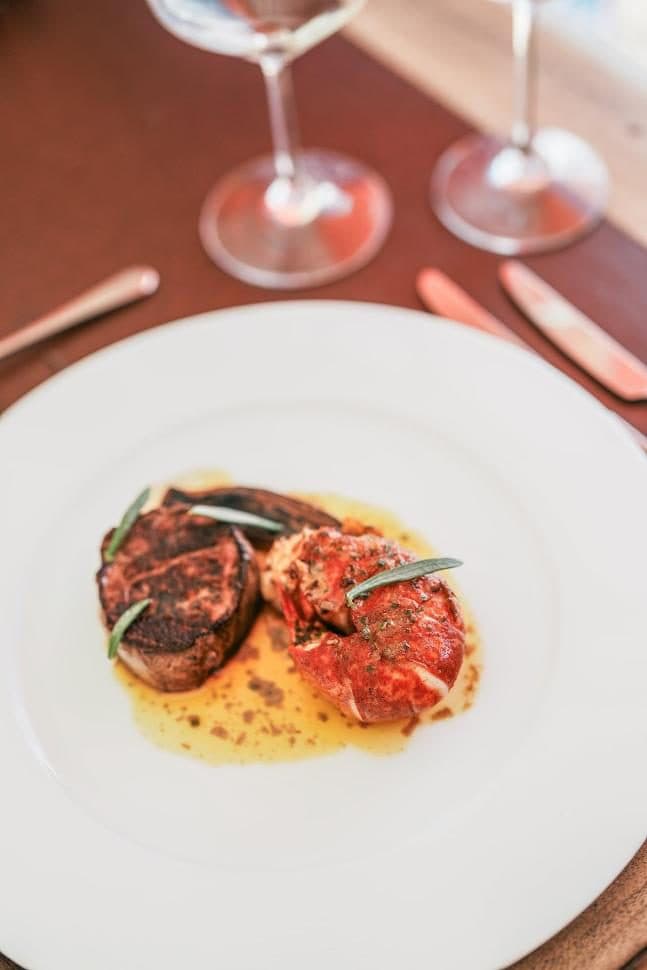 Steak course in the restaurant