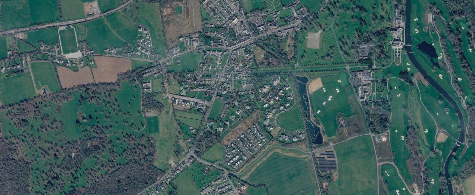 Satellite view of Adare village, the hotel site and Adare Manor