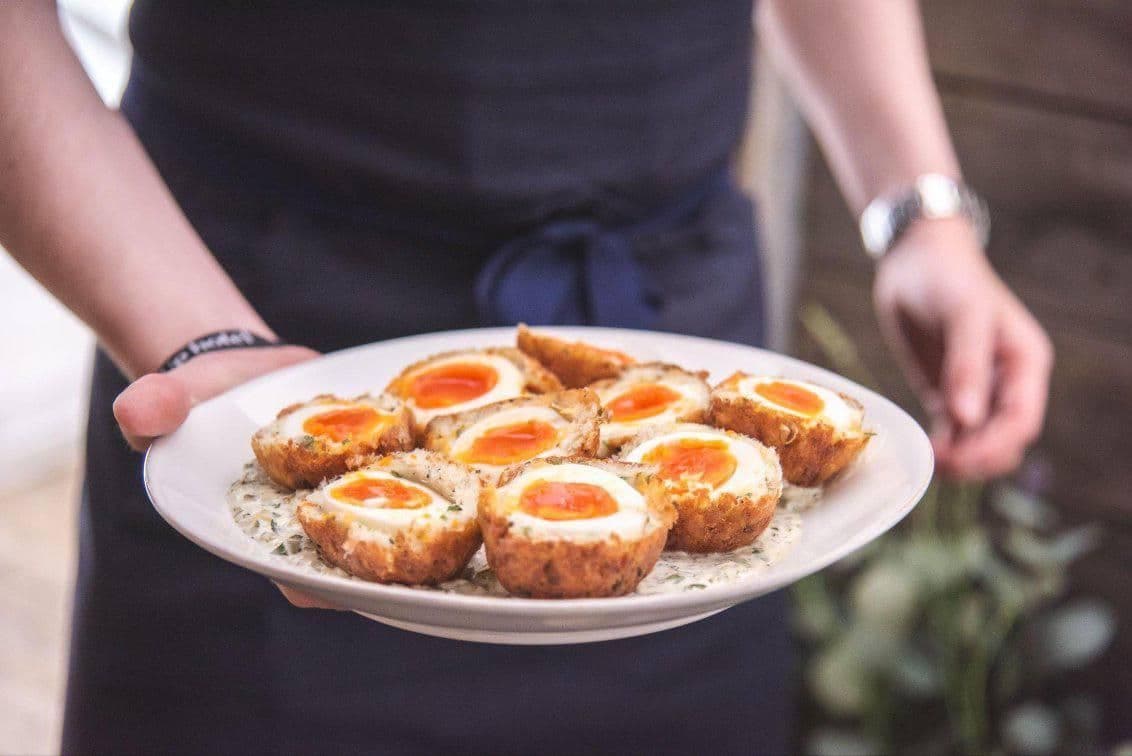 Scotch eggs served at the bar
