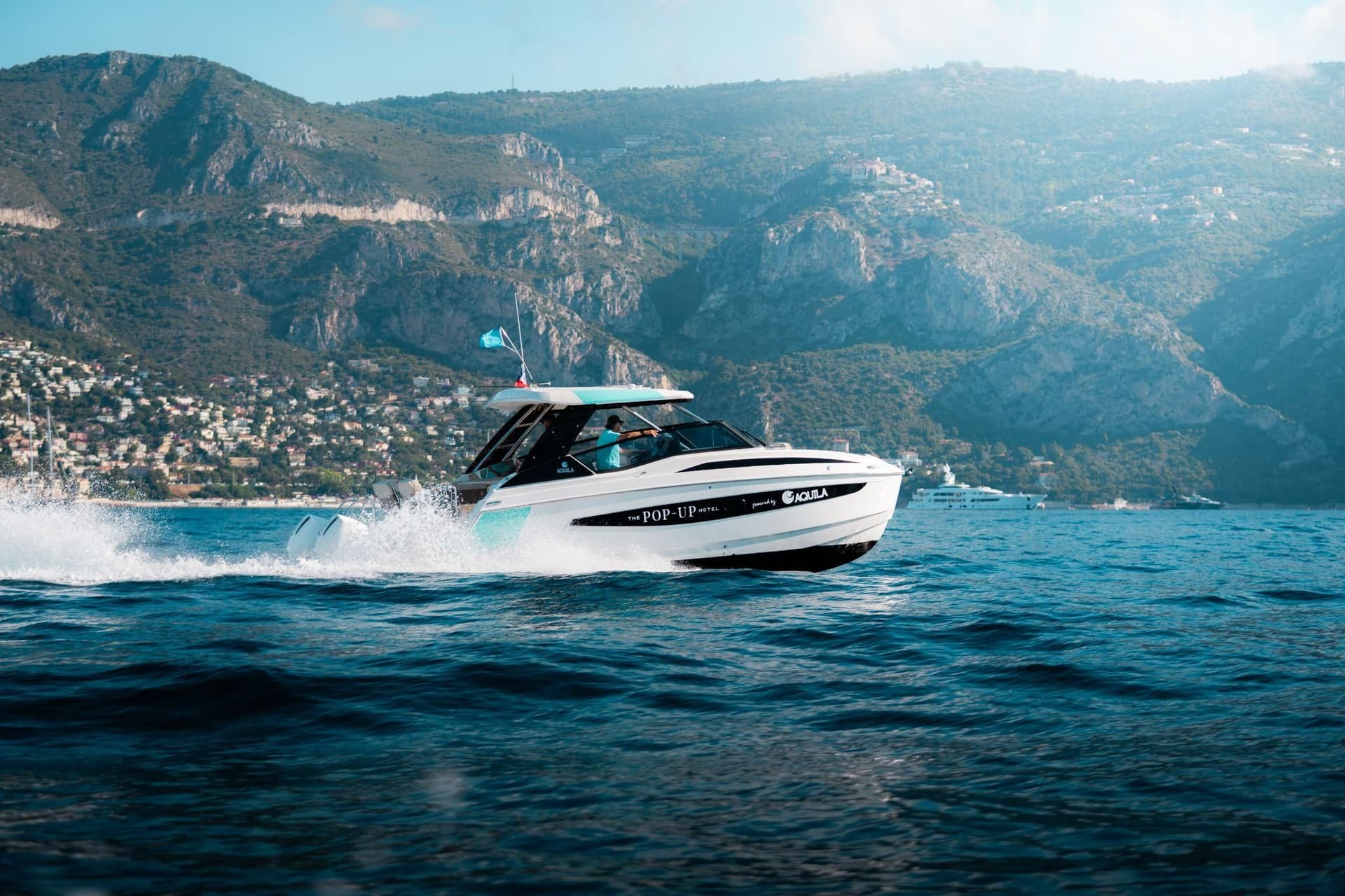 A private tender at speed towards Monaco
